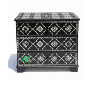 Bone Inlay Black 3 Chest of Drawers