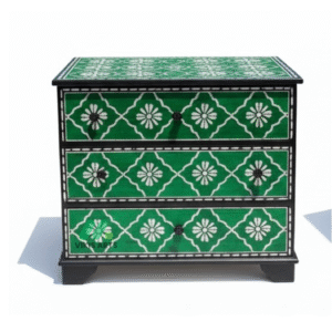 Bone Inlay Green 3 Chest of Drawers