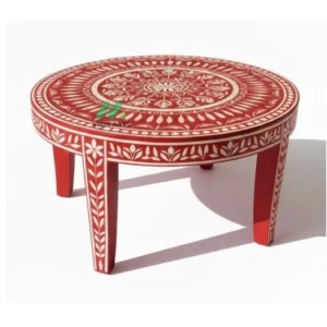 Bone Inlay Red round coffee table