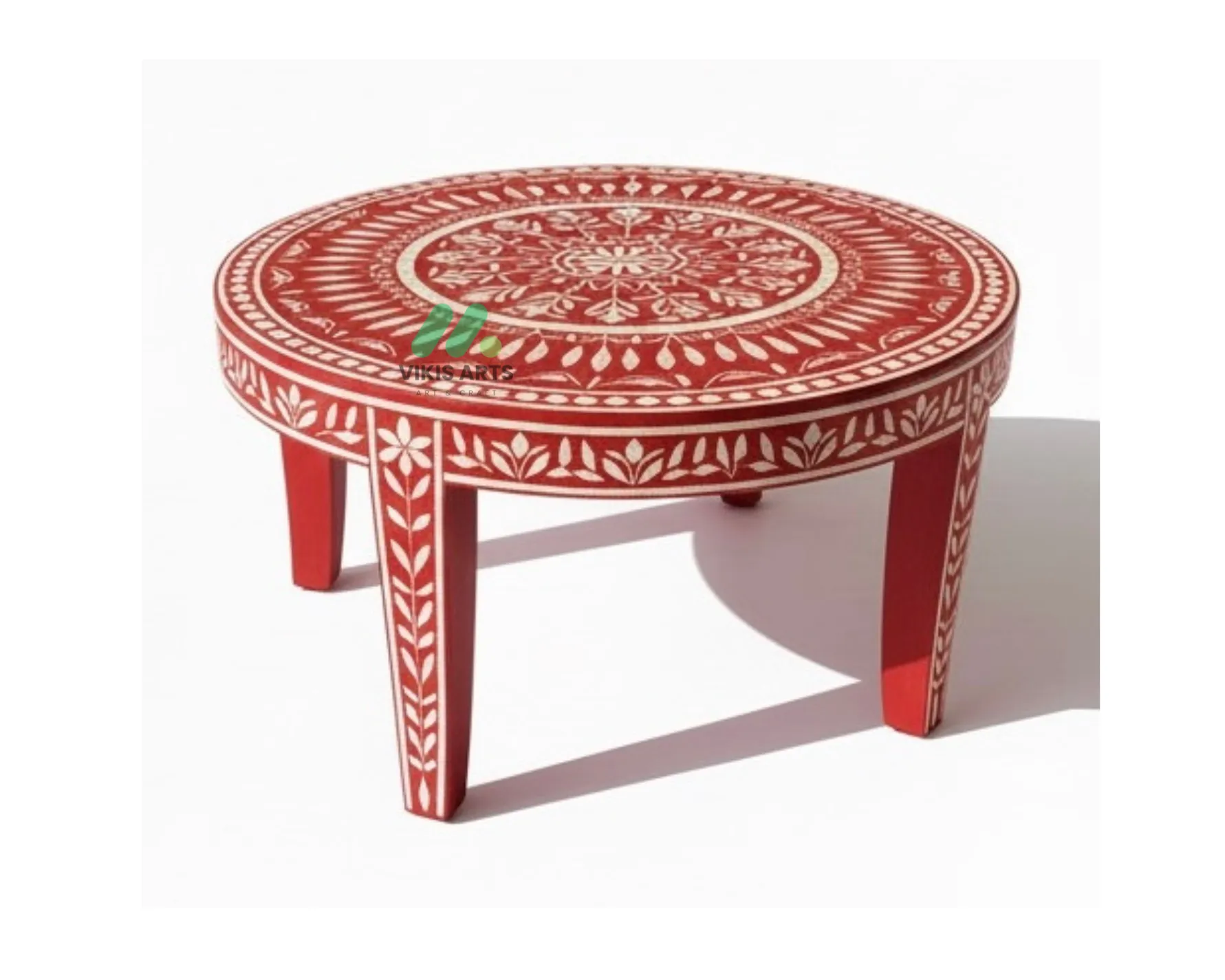 Bone Inlay Red round coffee table