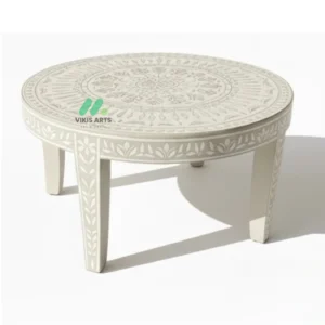 Bone Inlay White round coffee table