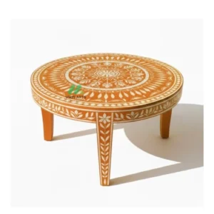 Bone Inlay Orange Round coffee table