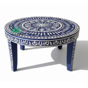 Bone Inlay Blue Round coffee table