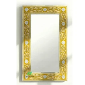 Bone Inlay Square Yellow Mirror Frame