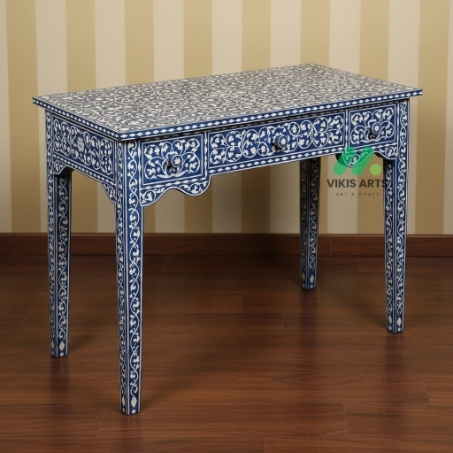 Bone inlay Blue study table