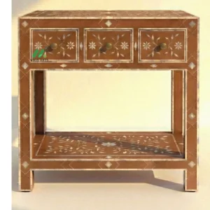 Bone Inlay Brown 3 Chest of Drawers