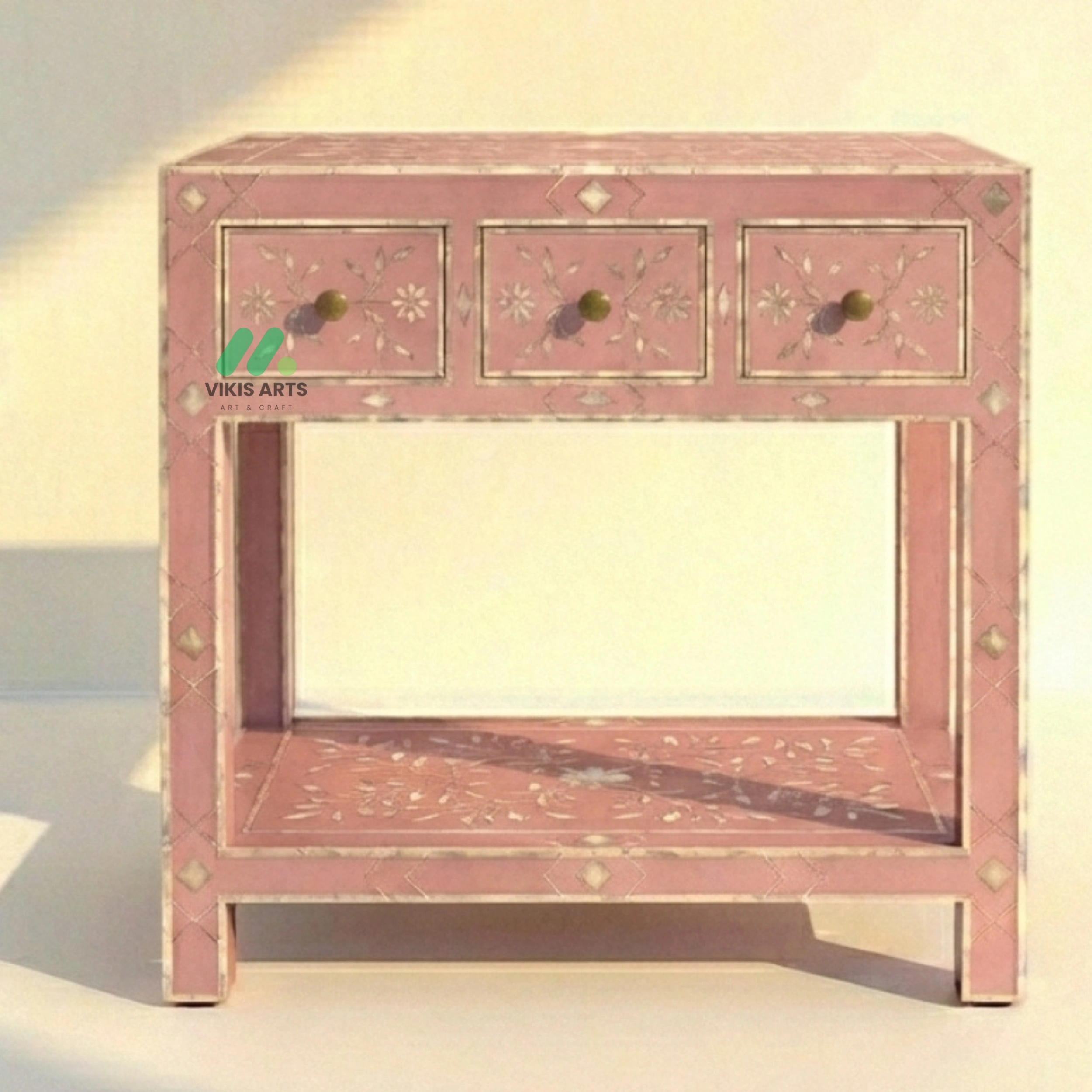 Bone Inlay Pink 3 Chest of Drawers