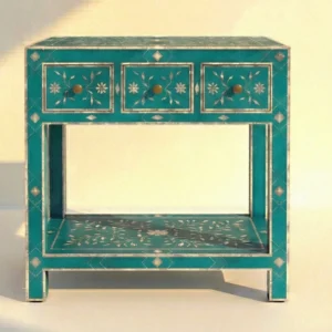 Bone Inlay Teal 3 Chest of Drawers