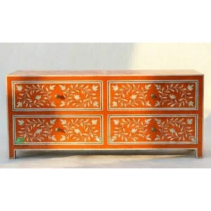 Bone Inlay Orange 4 Chest of Drawers