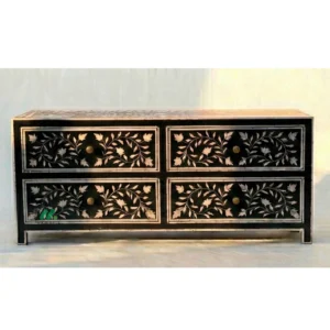 Bone Inlay Black 4 Chest of Drawers