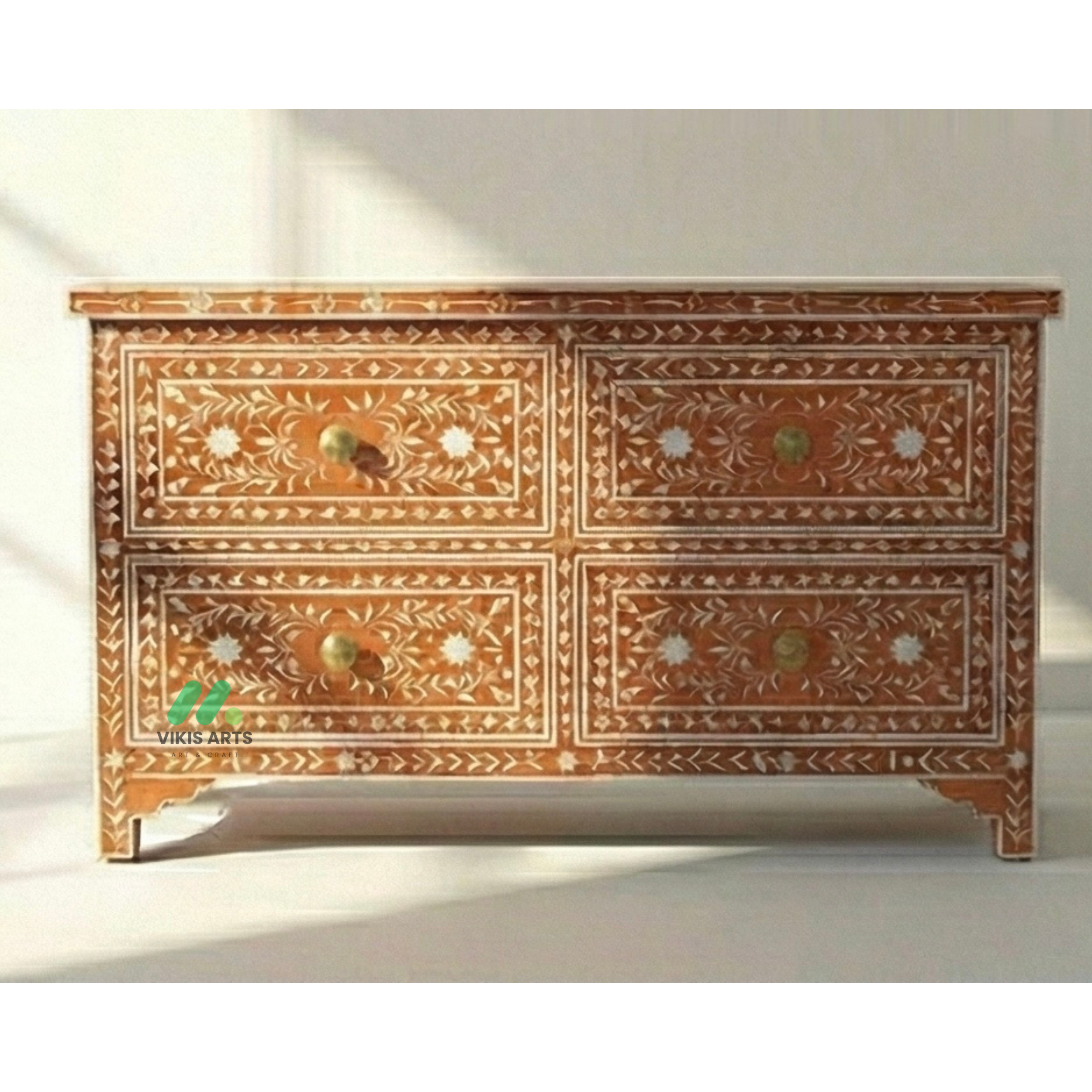 Mother of Pearl Orange 4 Chest of Drawer