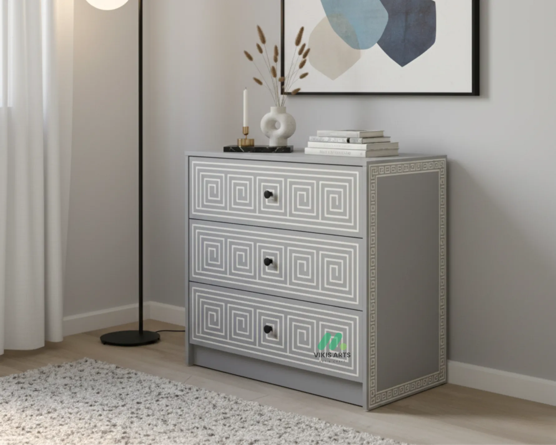 Bone Inlay Grey 3 Chest of Drawer