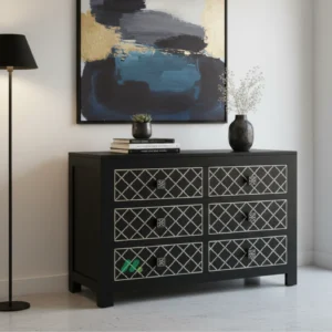 Bone Inlay Black 6 Chest of Drawer