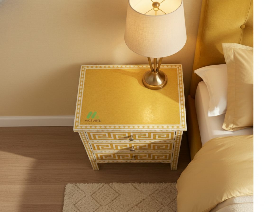 Bone Yellow Bedside Table - Image 3