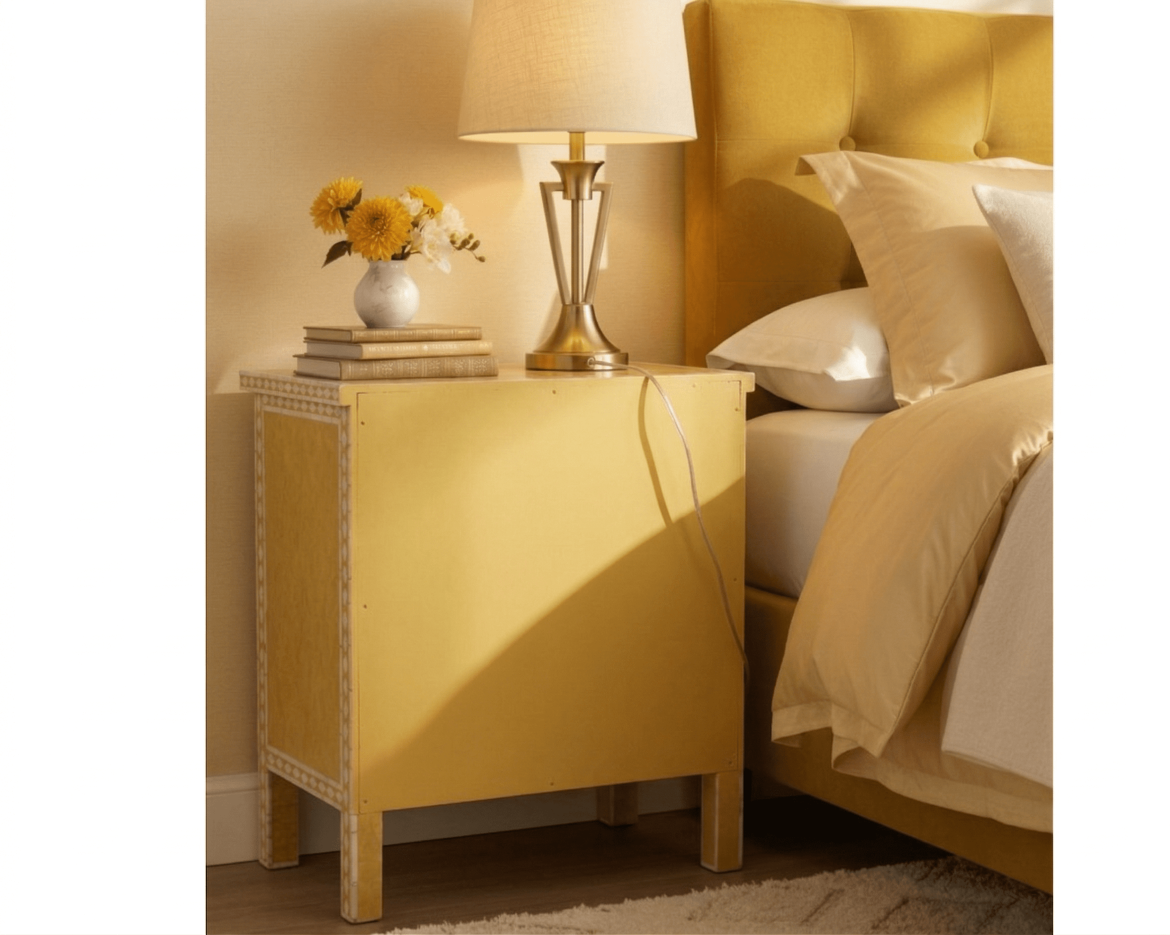 Bone Yellow Bedside Table - Image 2