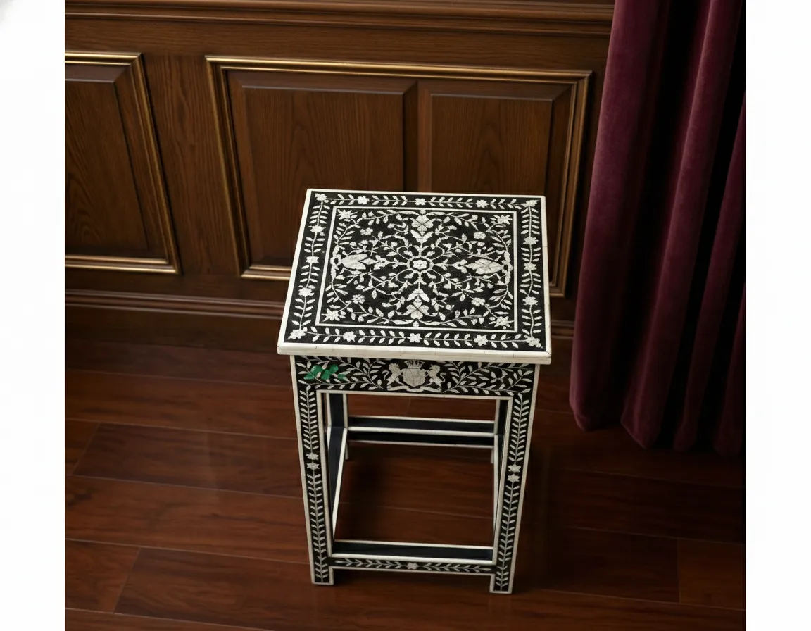 Bone Inlay Black bedside table - Image 3