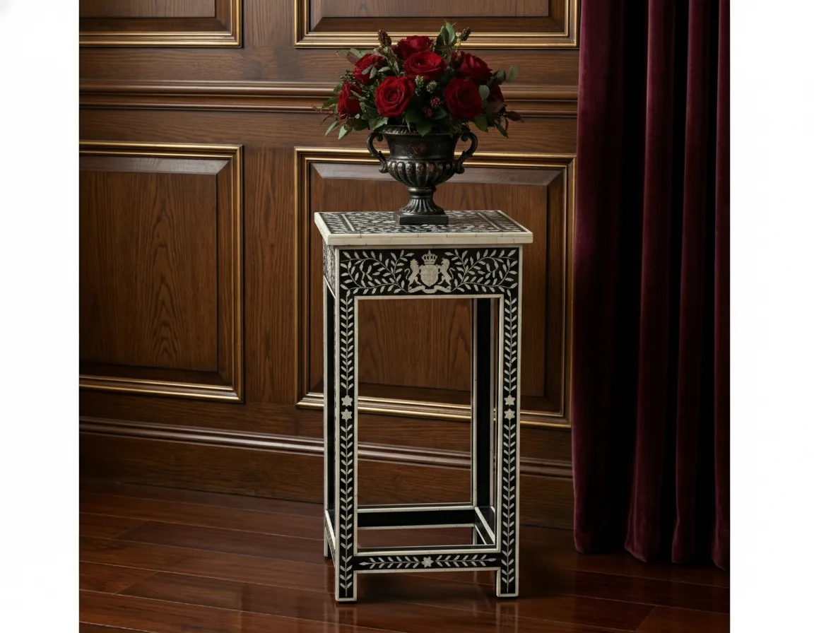 Bone Inlay Black bedside table - Image 5