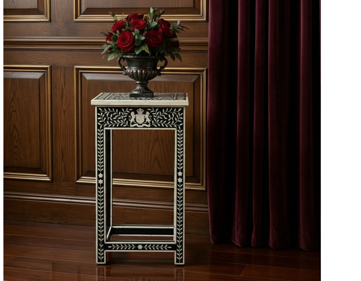 Bone Inlay Black bedside table - Image 4