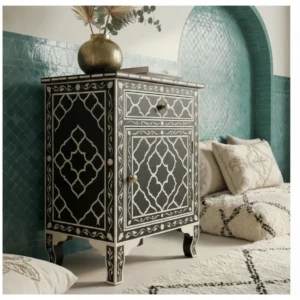 Bone Inlay Black bedside table