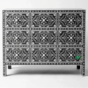 Bone Inlay Black 9 Chest of Drawer