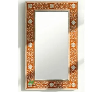 Bone Inlay Orange Square Mirror Frame