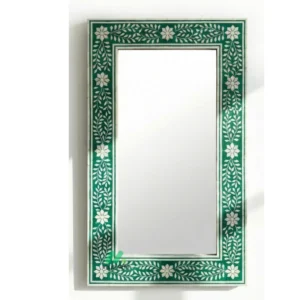 Bone Inlay Green Square Mirror Frame