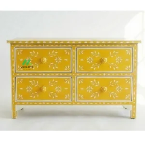 Bone Inlay Yellow 4 Chest of Drawer