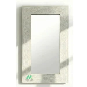Bone Inlay Square White Mirror Frame