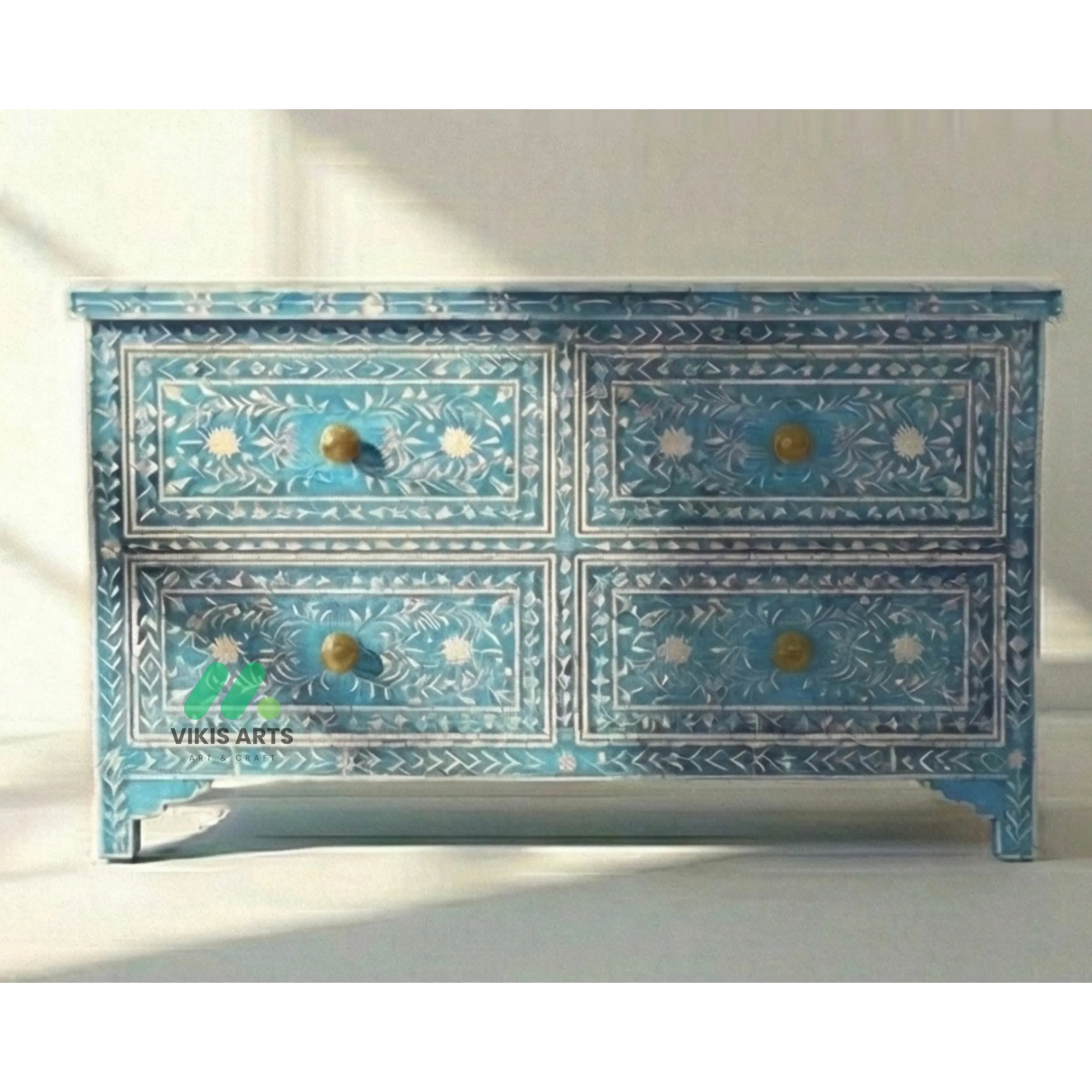Mother of Pearl Blue 4 Chest of Drawer