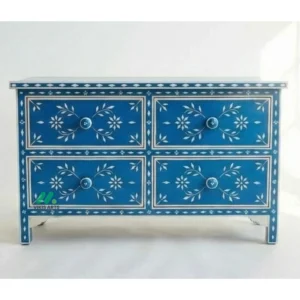 Bone Inlay Blue 4 Chest of Drawer