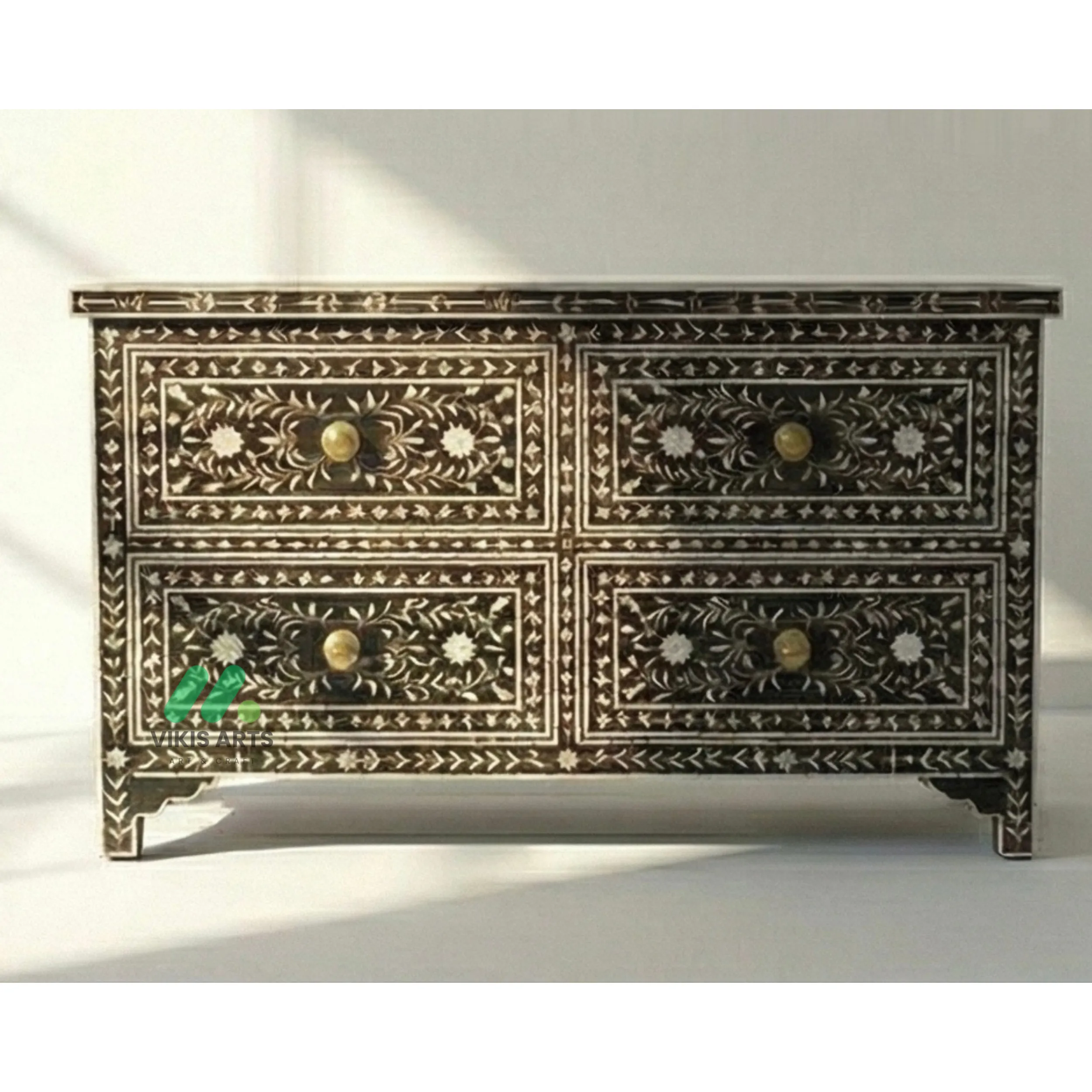 Mother of Pearl Black 4 Chest of Drawer