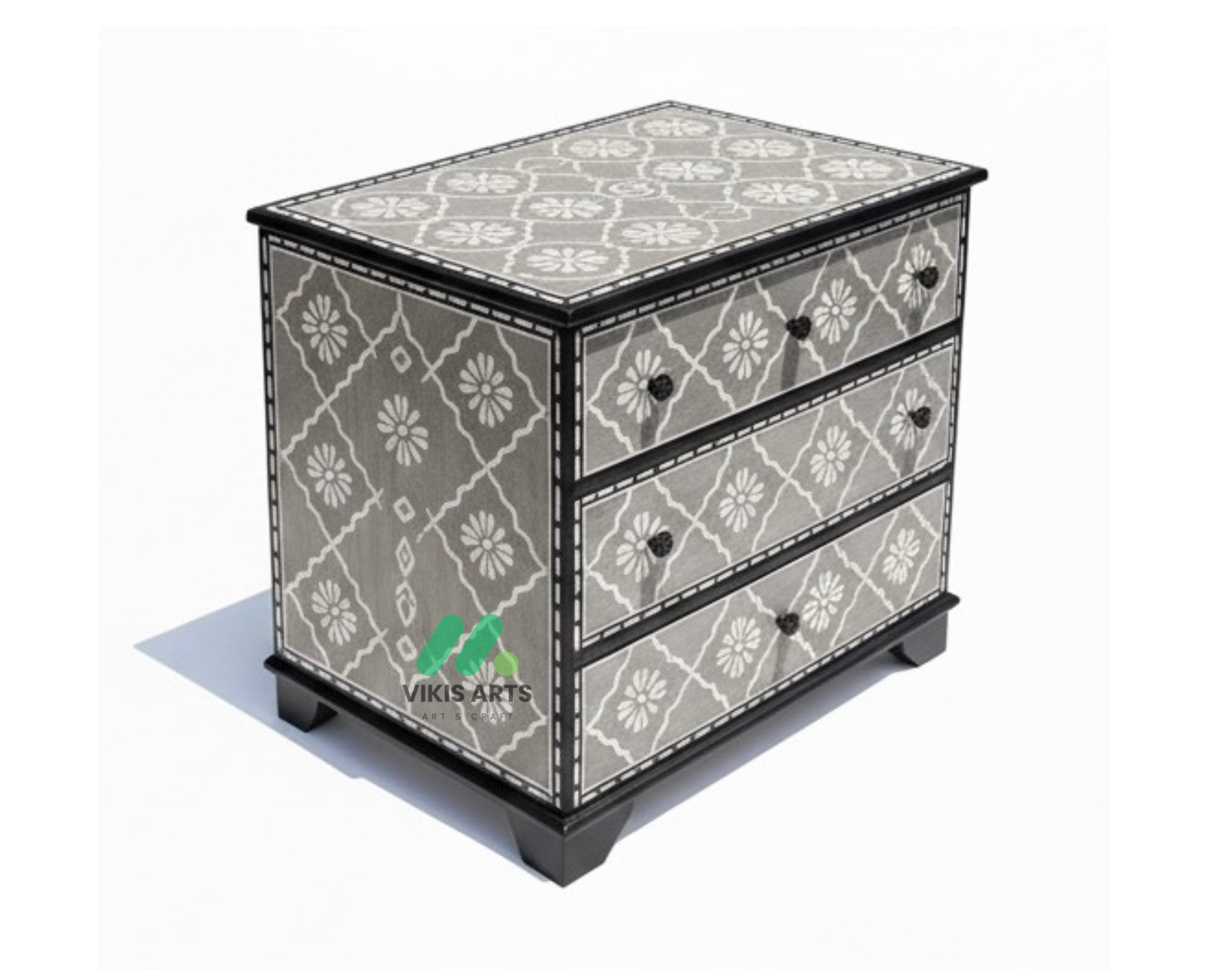 Bone Inlay Grey 3 Chest of Drawers - Image 3