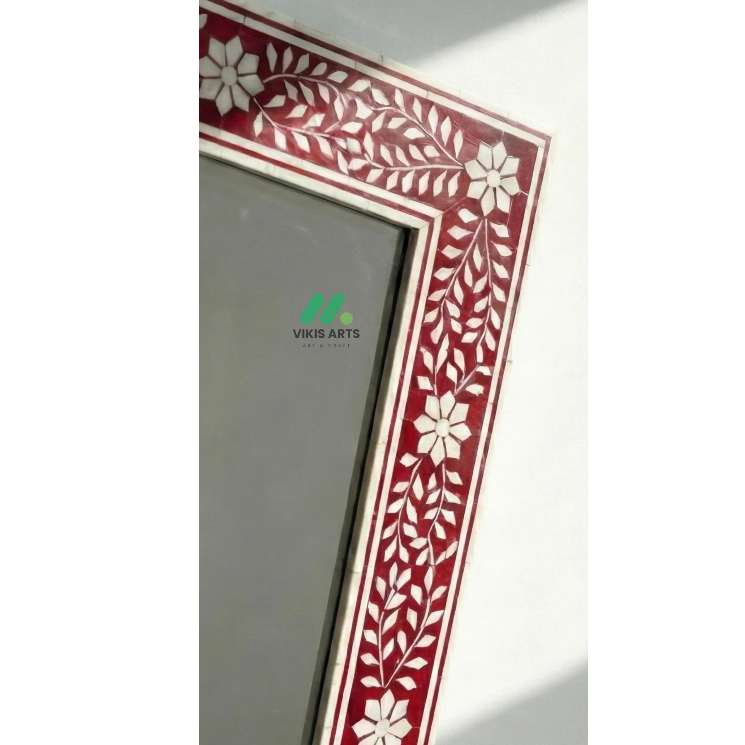 Bone Inlay Red Square Mirror Frame - Image 2