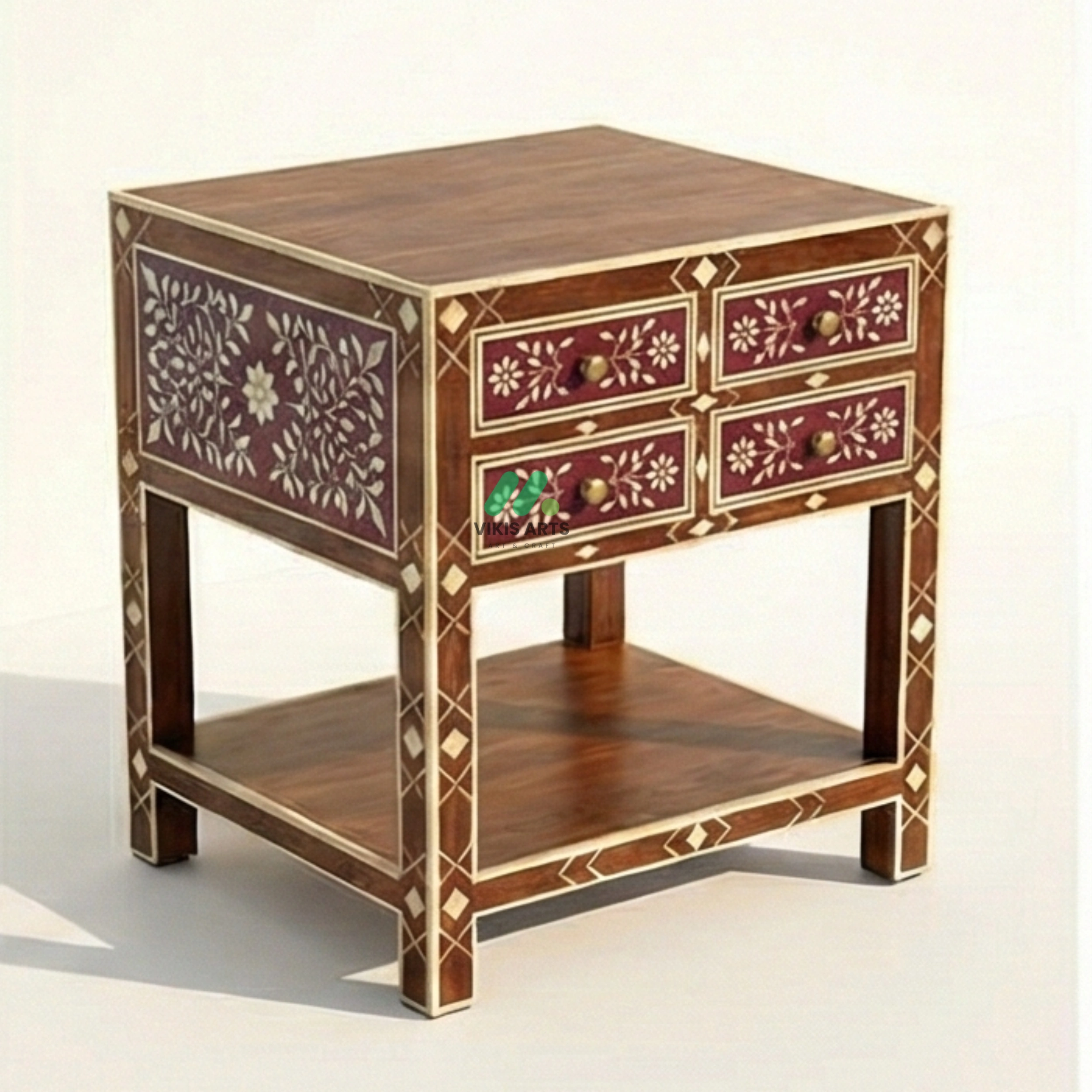 Bone Inlay Red 4 Chest of Drawers - Image 2