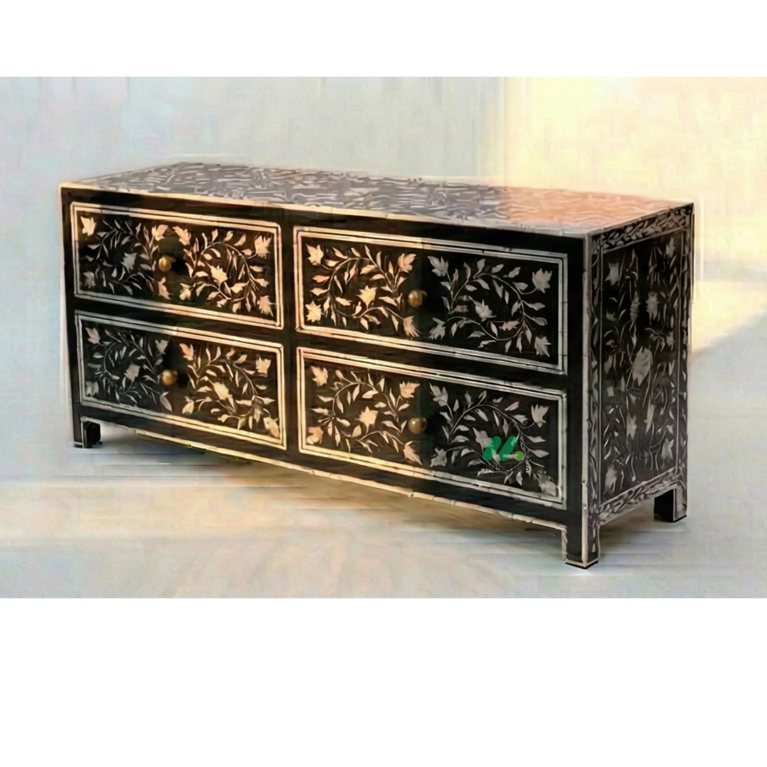 Bone Inlay Black 4 Chest of Drawers - Image 2