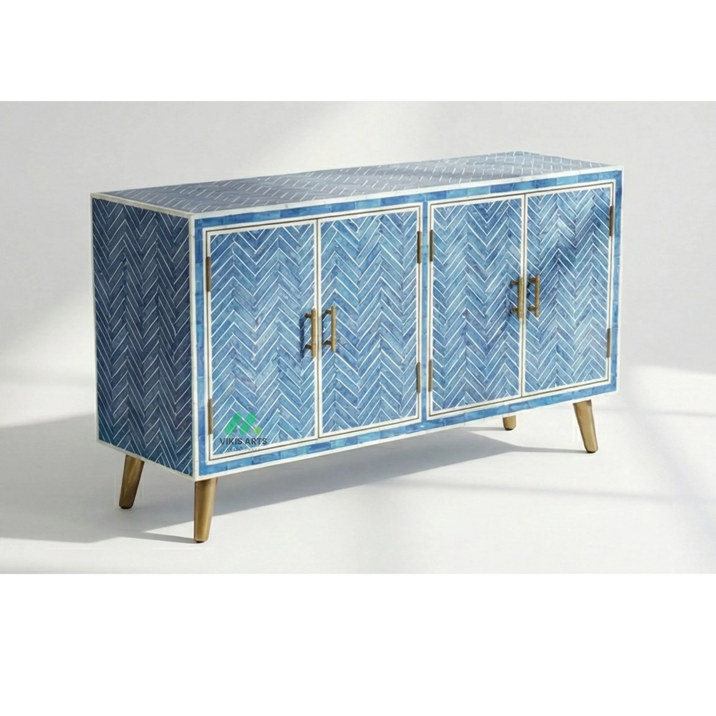 Bone inlay Blue Cabinet - Image 5