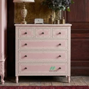 Bone Inlay Pink 6 Chest of Drawer