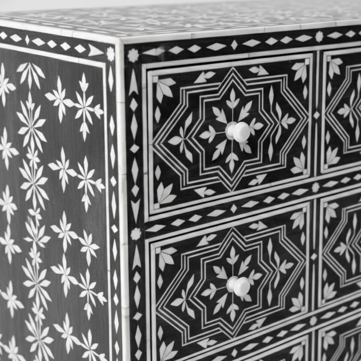 Bone Inlay Black 9 Chest of Drawer - Image 4