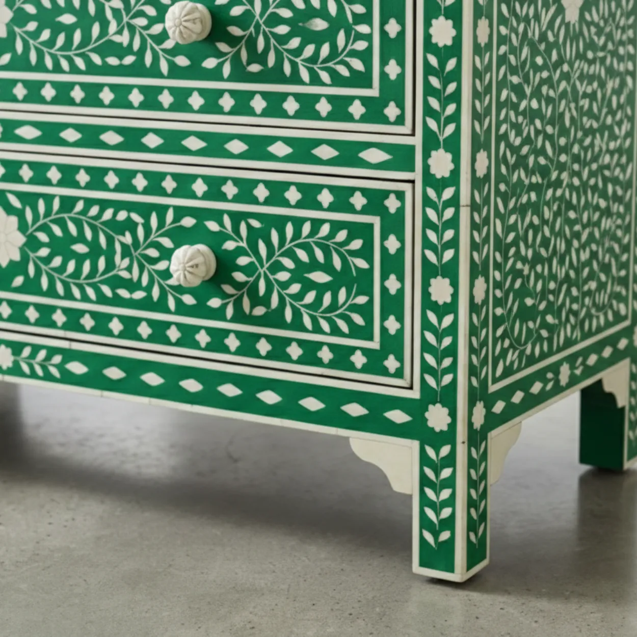 Bone Inlay Green 4 Chest of Drawer - Image 5