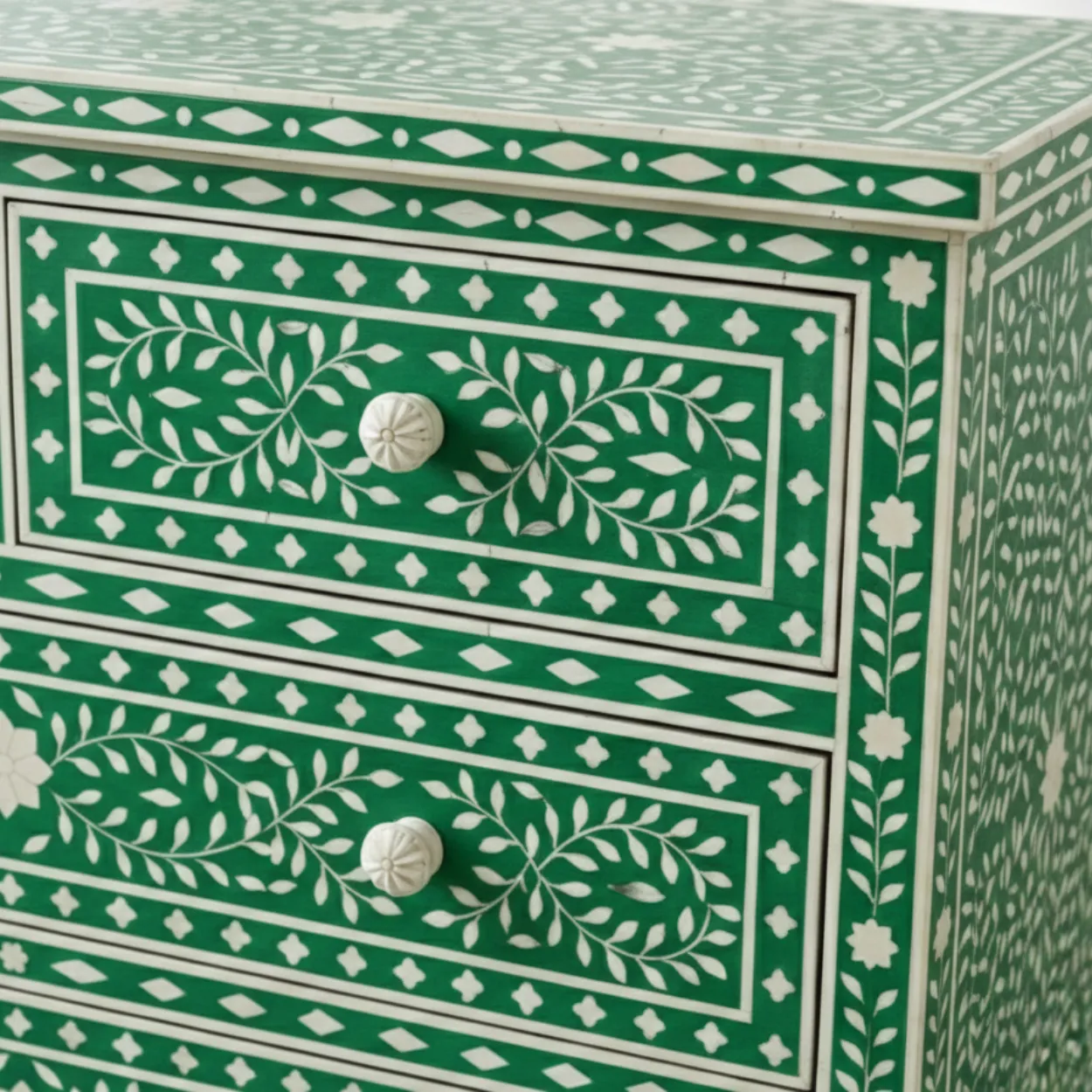 Bone Inlay Green 4 Chest of Drawer - Image 4