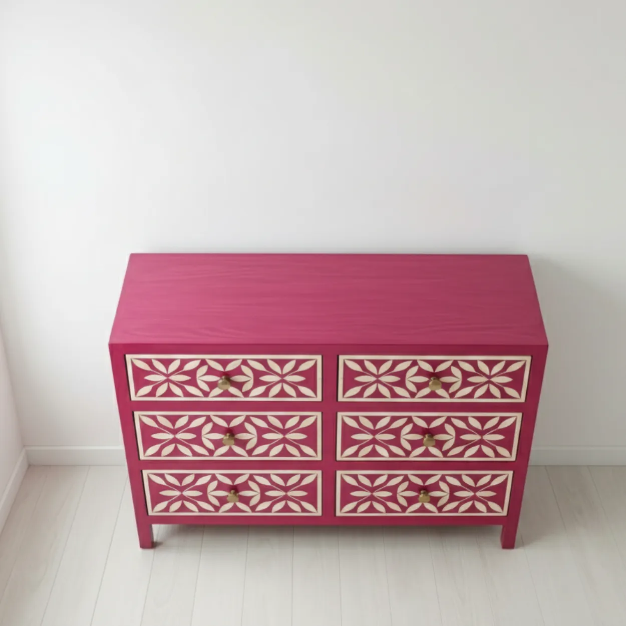 Bone Inlay Pink 6 Chest of Drawer - Image 3