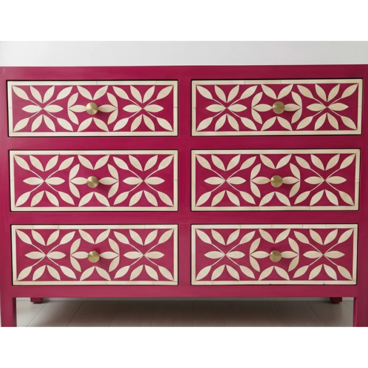 Bone Inlay Pink 6 Chest of Drawer - Image 6