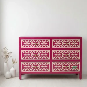 Bone Inlay Pink 6 Chest of Drawer