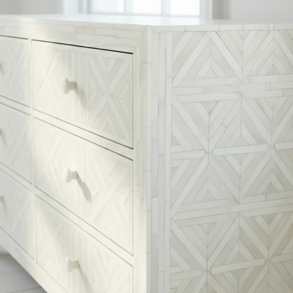 Bone Inlay White 6 Chest of Drawer - Image 7