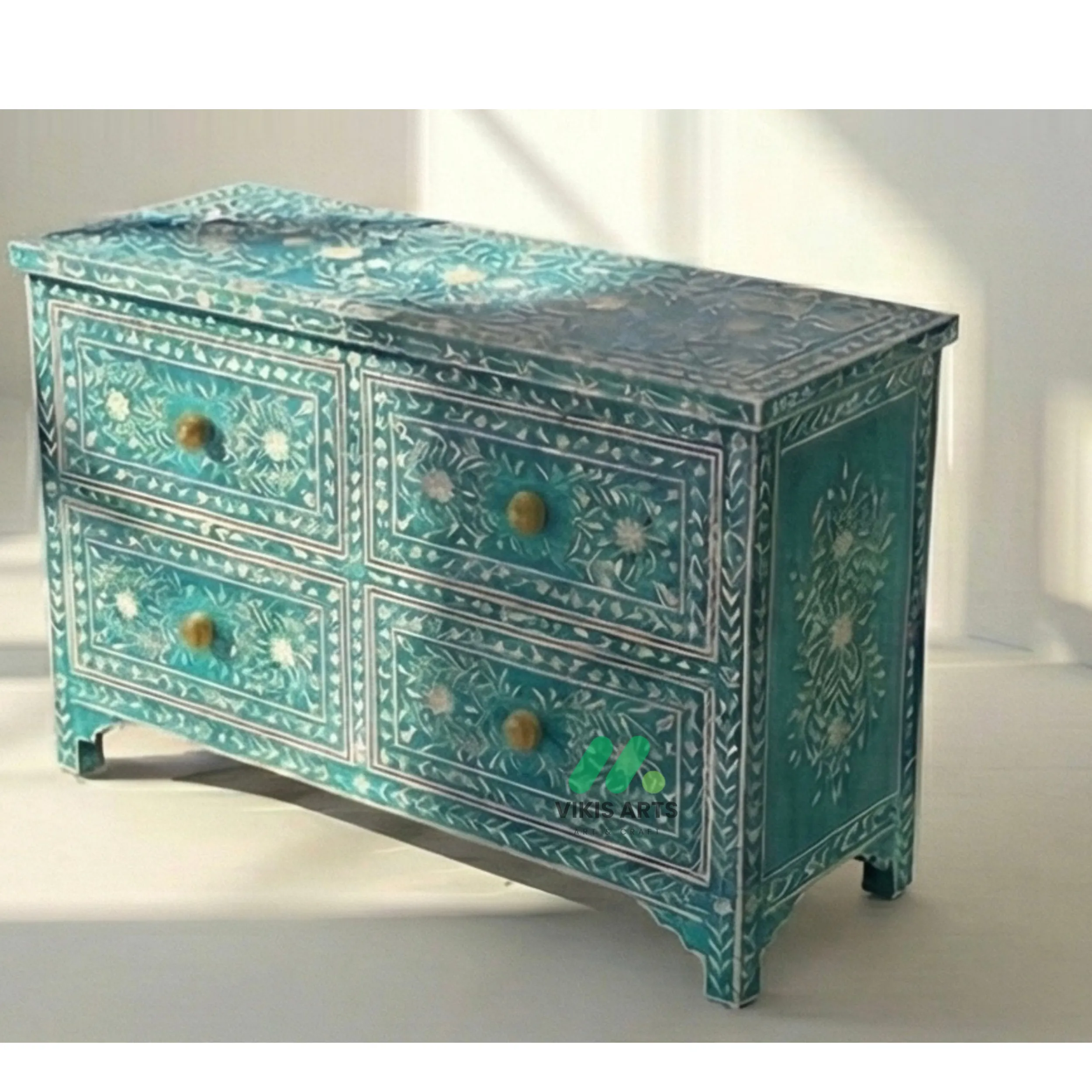 Mother of Pearl Teal 4 Chest of Drawer - Image 2