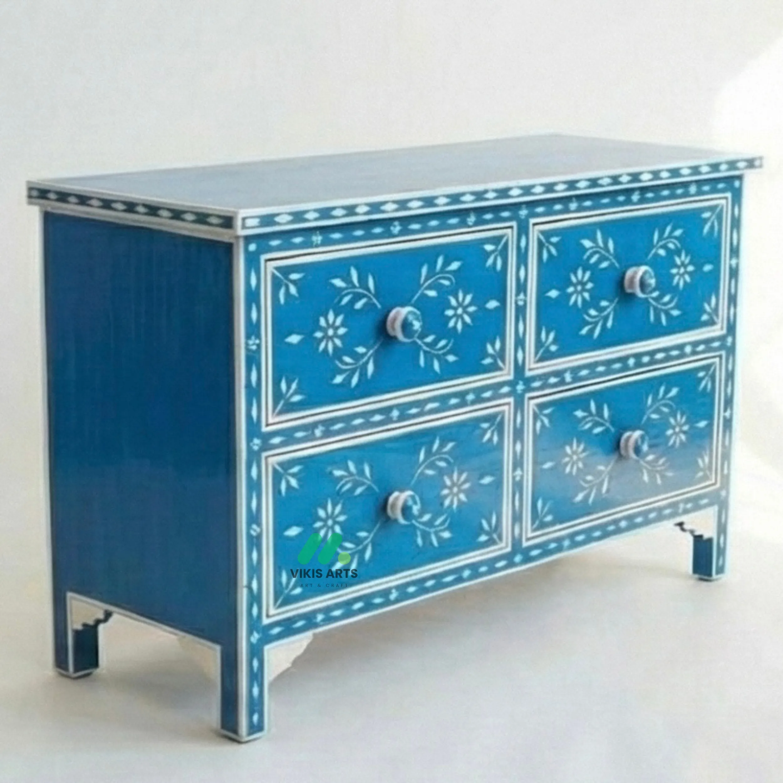 Bone Inlay Blue 4 Chest of Drawer - Image 2