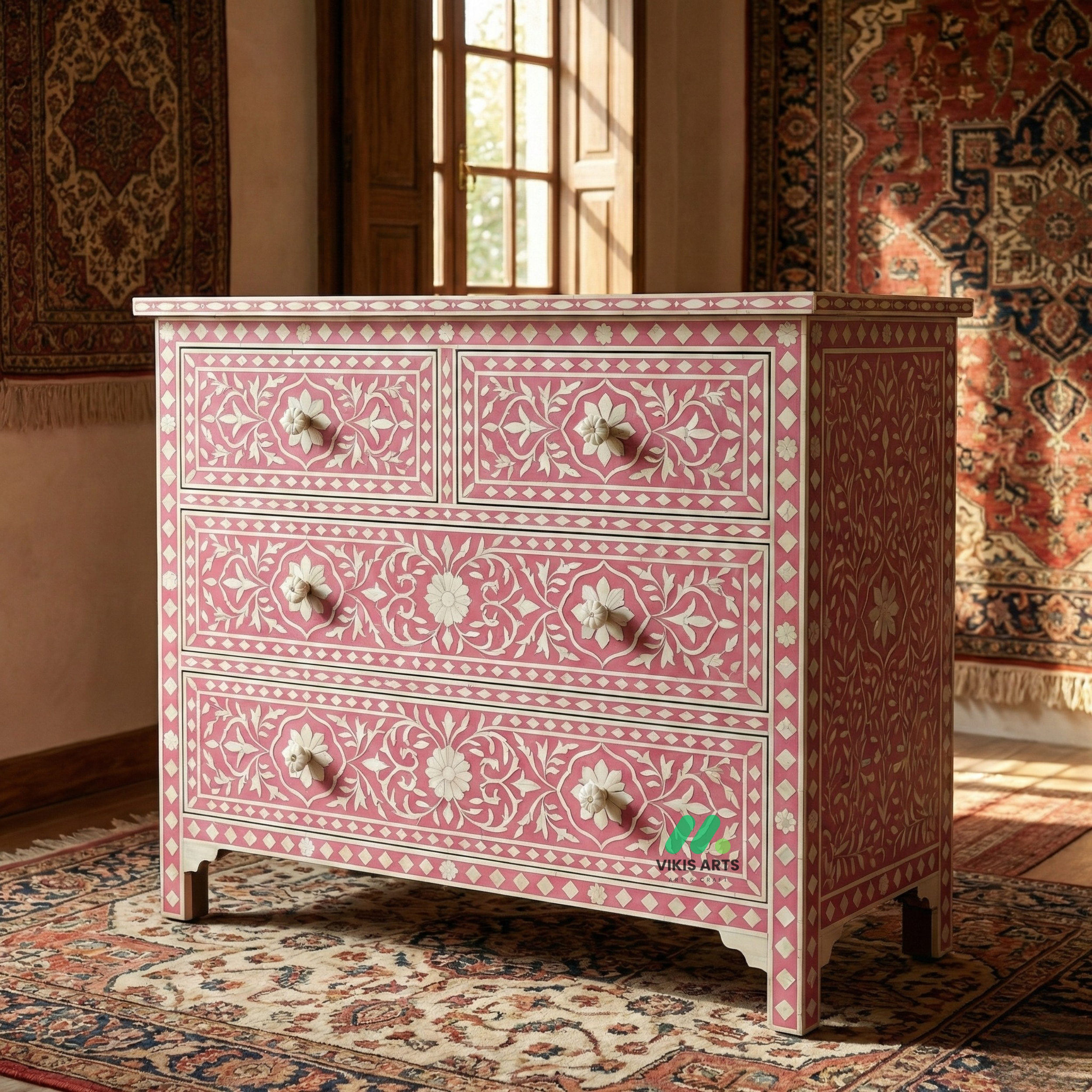 Bone Inlay Pink 4 Chest of Drawers