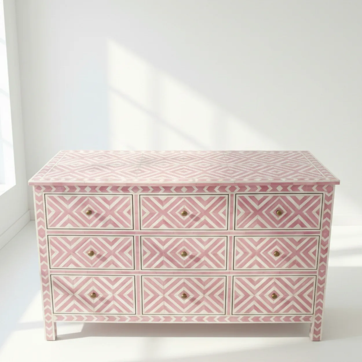 Bone Inlay Baby Pink 9 Chest of Drawer - Image 3