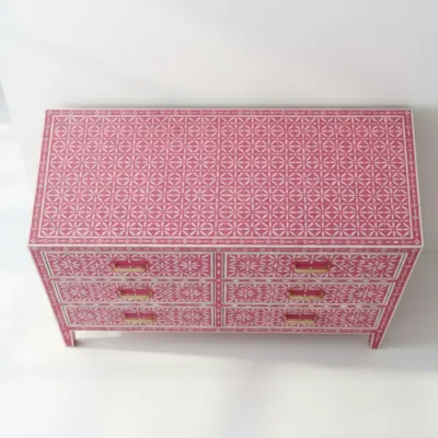 Bone Inlay Pink 6 Chest of Drawer - Image 3
