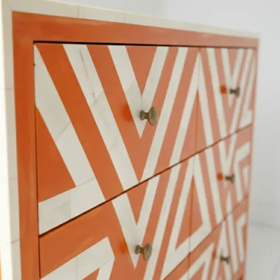 Bone Inlay Orange 6 Chest of Drawer - Image 6
